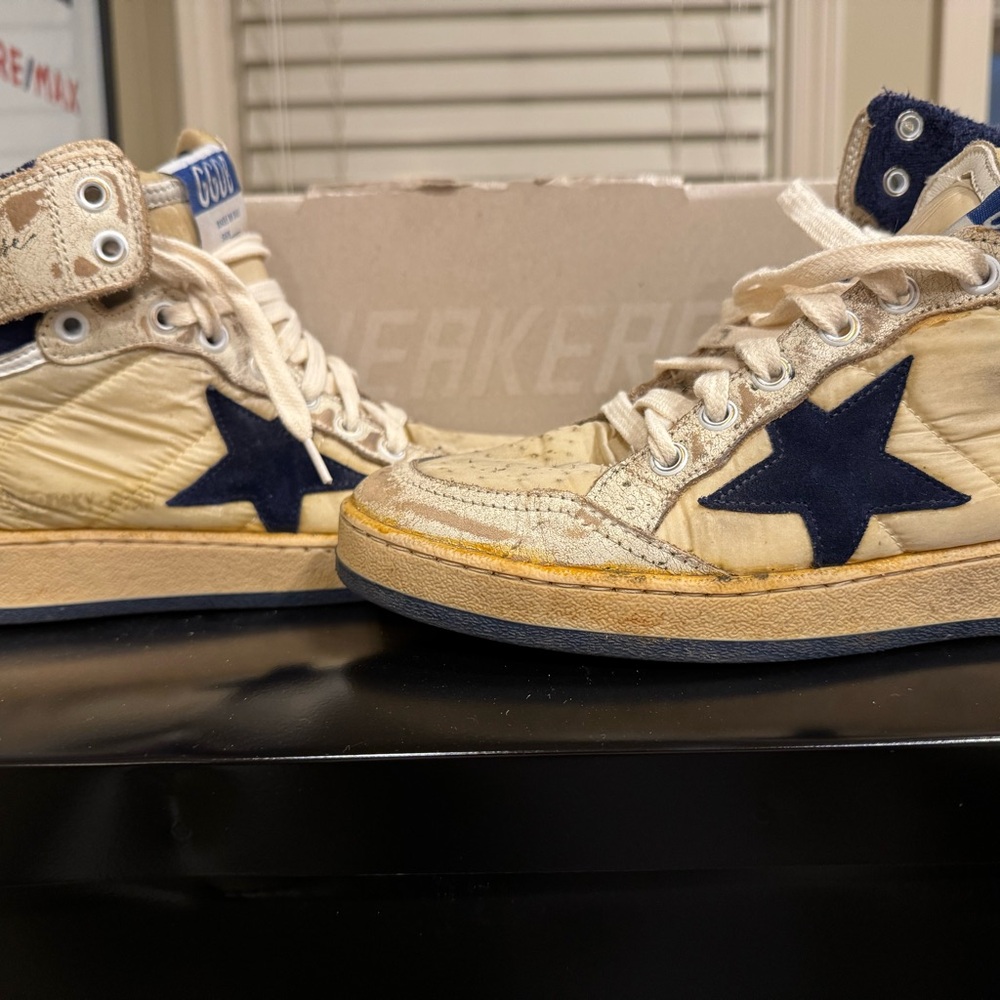 Golden Goose Women High-Top Sneakers - Cream and Navy